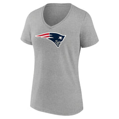 New England Patriots Women's Primary Team Logo V-Neck T-Shirt - Heather Gray - NFL