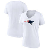 New England Patriots Women's Primary Team Logo V-Neck T-Shirt - White - NFL
