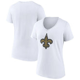 New Orleans Saints Women's Primary Team Logo V-Neck T-Shirt - White - NFL