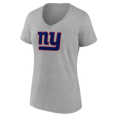 New York Giants Women's Primary Team Logo V-Neck T-Shirt - Heather Gray - NFL