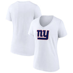 New York Giants Women's Primary Team Logo V-Neck T-Shirt - White - NFL