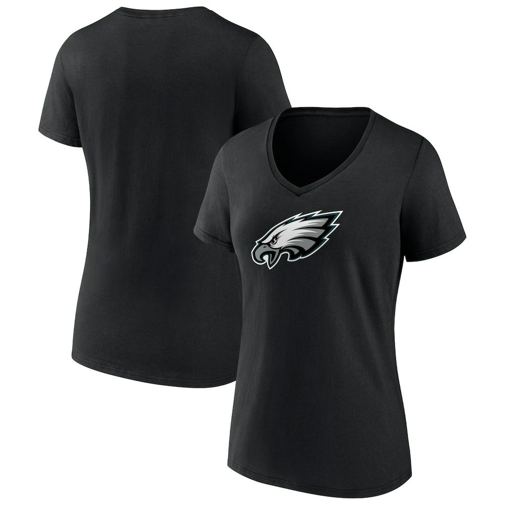Philadelphia Eagles Women's Primary Team Logo V-Neck T-Shirt - Black - NFL