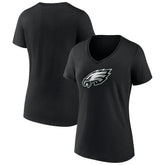 Philadelphia Eagles Women's Primary Team Logo V-Neck T-Shirt - Black - NFL