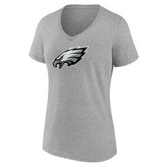Philadelphia Eagles Women's Primary Team Logo V-Neck T-Shirt - Heather Gray - NFL