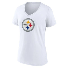 Pittsburgh Steelers Women's Primary Team Logo V-Neck T-Shirt - White - NFL