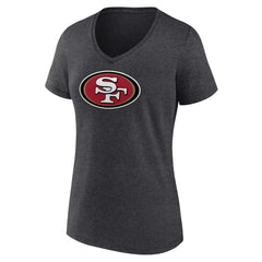 San Francisco 49ers Women's Primary Team Logo V-Neck T-Shirt - Charcoal - NFL