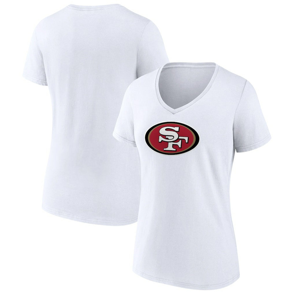 San Francisco 49ers Women's Primary Team Logo V-Neck T-Shirt - White - NFL