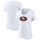 San Francisco 49ers Women's Primary Team Logo V-Neck T-Shirt - White - NFL