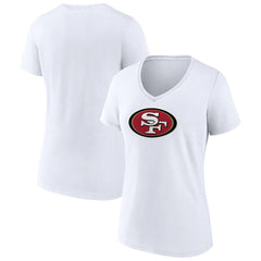 San Francisco 49ers Women's Primary Team Logo V-Neck T-Shirt - White - NFL