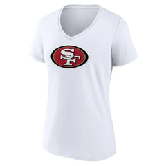 San Francisco 49ers Women's Primary Team Logo V-Neck T-Shirt - White - NFL