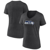 Seattle Seahawks Women's Primary Team Logo V-Neck T-Shirt - Charcoal - NFL