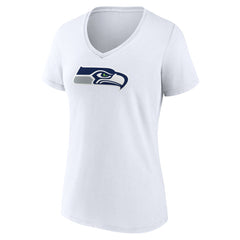 Seattle Seahawks Women's Primary Team Logo V-Neck T-Shirt - White - NFL