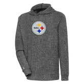 Pittsburgh Steelers Antigua Absolute Chenille Pullover Hoodie - Heathered Black - NFL