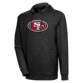 San Francisco 49ers Antigua Action Chenille Pullover Hoodie - Heathered Black - NFL