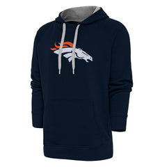 Denver Broncos Antigua Victory Chenille Pullover Hoodie - Navy - NFL