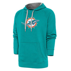 Miami Dolphins Antigua Victory Chenille Pullover Hoodie - Aqua - NFL