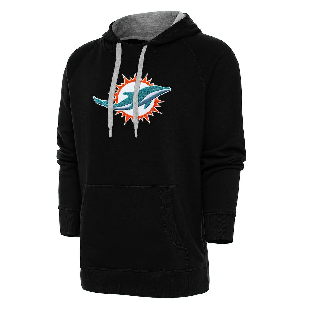 Miami Dolphins Antigua Victory Chenille Pullover Hoodie - Black - NFL