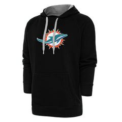 Miami Dolphins Antigua Victory Chenille Pullover Hoodie - Black - NFL
