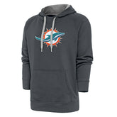 Miami Dolphins Antigua Victory Chenille Pullover Hoodie - Charcoal - NFL