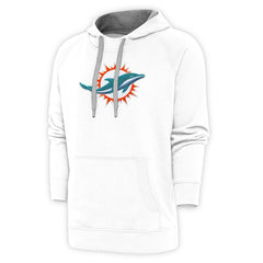 Miami Dolphins Antigua Victory Chenille Pullover Hoodie - White - NFL