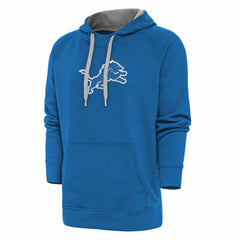 Detroit Lions Antigua Victory Chenille Pullover Hoodie - Blue - NFL