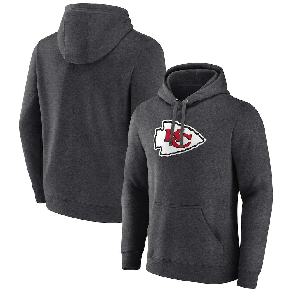 Kansas City Chiefs Primary Team Logo Fitted Pullover Hoodie - Charcoal - NFL