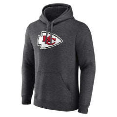 Kansas City Chiefs Primary Team Logo Fitted Pullover Hoodie - Charcoal - NFL