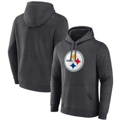 Pittsburgh Steelers Primary Team Logo Fitted Pullover Hoodie - Charcoal - NFL