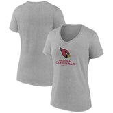 Arizona Cardinals Women's Logo Team Lockup V-Neck T-Shirt - Gray - NFL