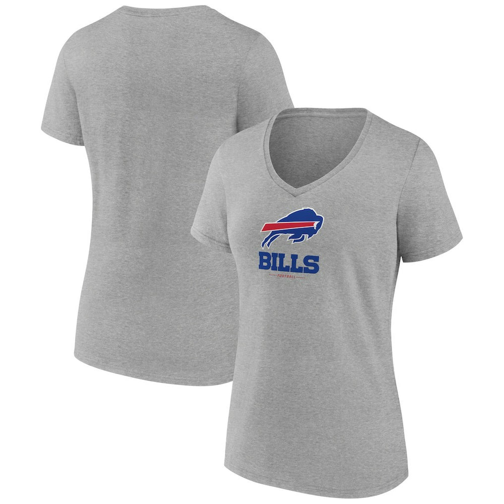 Buffalo Bills Women's Logo Team Lockup V-Neck T-Shirt - Gray - NFL