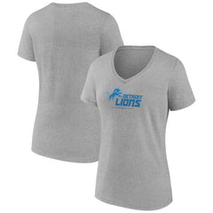 Detroit Lions Women's Logo Team Lockup V-Neck T-Shirt - Gray - NFL