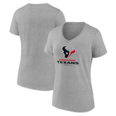 Houston Texans Women's Logo Team Lockup V-Neck T-Shirt - Gray - NFL