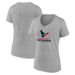 Houston Texans Women's Logo Team Lockup V-Neck T-Shirt - Gray - NFL