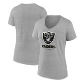 Las Vegas Raiders Women's Logo Team Lockup V-Neck T-Shirt - Gray - NFL