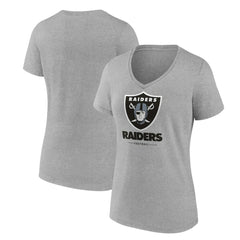 Las Vegas Raiders Women's Logo Team Lockup V-Neck T-Shirt - Gray - NFL