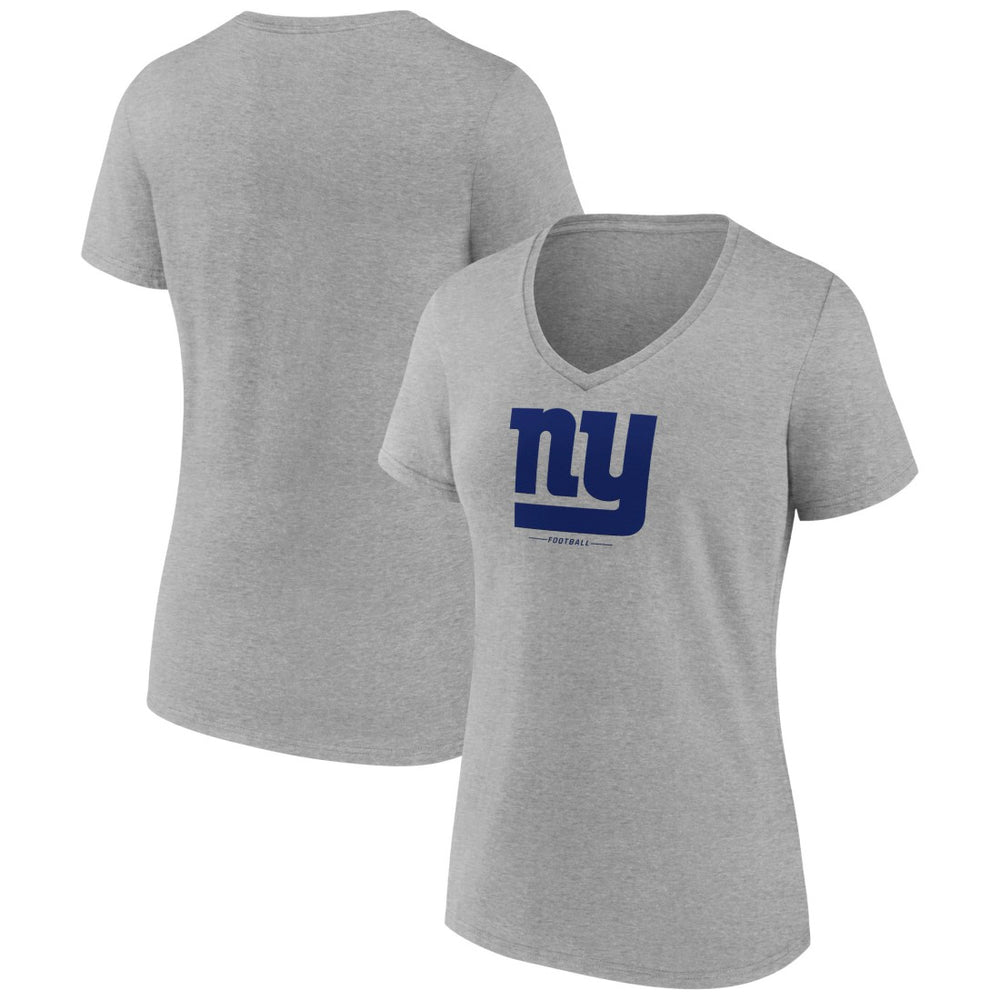 New York Giants Women's Logo Team Lockup V-Neck T-Shirt - Gray - NFL
