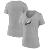 Philadelphia Eagles Women's Logo Team Lockup V-Neck T-Shirt - Gray - NFL