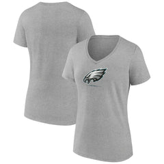 Philadelphia Eagles Women's Logo Team Lockup V-Neck T-Shirt - Gray - NFL