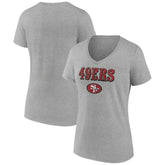 San Francisco 49ers Women's Logo Team Lockup V-Neck T-Shirt - Gray - NFL