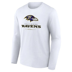 Baltimore Ravens Logo Team Lockup Long Sleeve T-Shirt - White - NFL