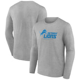 Detroit Lions Logo Team Lockup Long Sleeve T-Shirt - Gray - NFL
