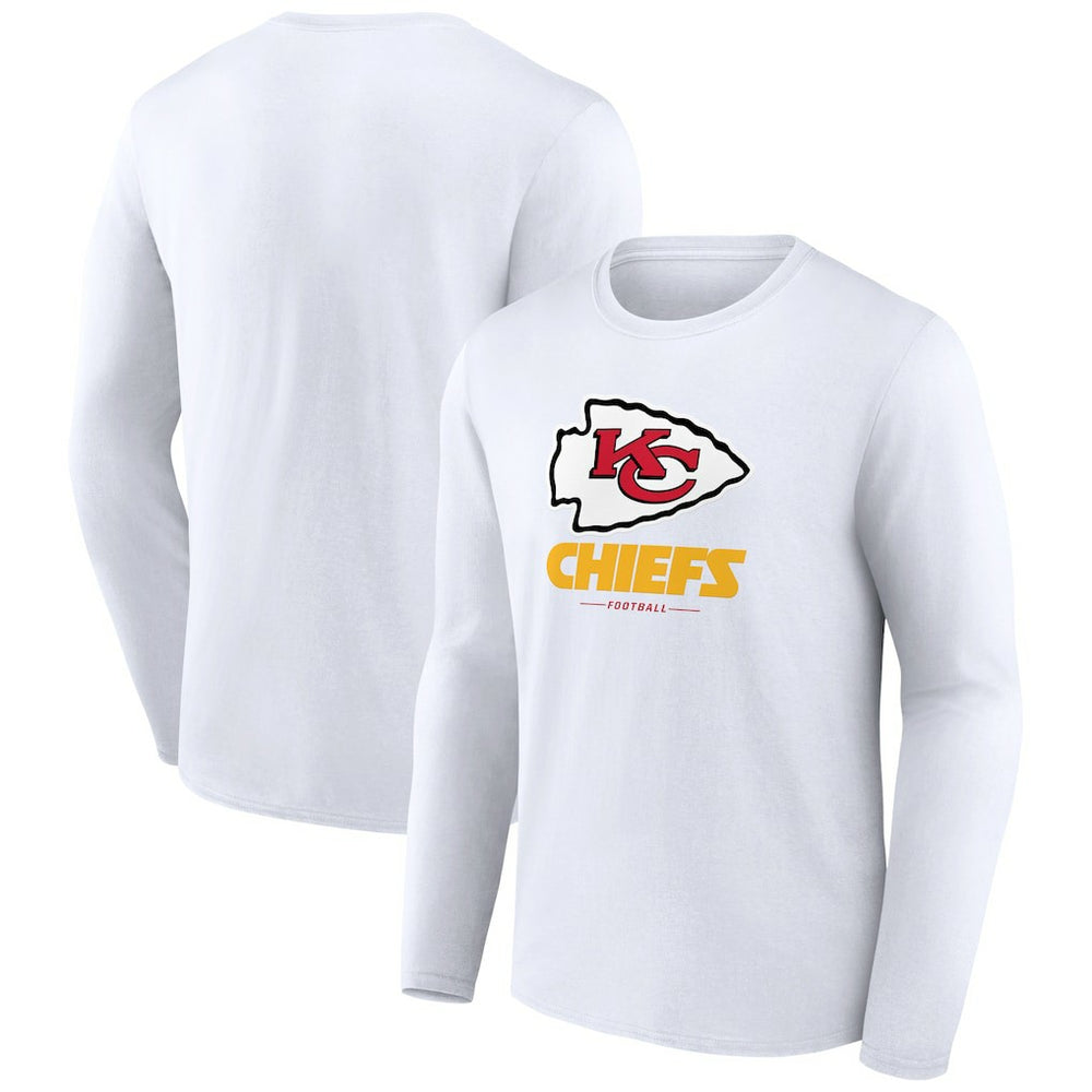 Kansas City Chiefs Logo Team Lockup Long Sleeve T-Shirt - White - NFL