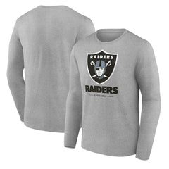 Las Vegas Raiders Logo Team Lockup Long Sleeve T-Shirt - Gray - NFL