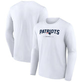 New England Patriots Logo Team Lockup Long Sleeve T-Shirt - White - NFL