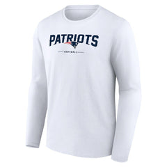 New England Patriots Logo Team Lockup Long Sleeve T-Shirt - White - NFL