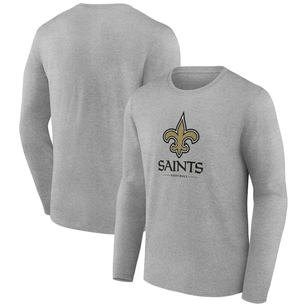 New Orleans Saints Logo Team Lockup Long Sleeve T-Shirt - Gray - NFL