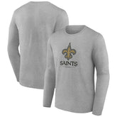 New Orleans Saints Logo Team Lockup Long Sleeve T-Shirt - Gray - NFL