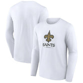 New Orleans Saints Logo Team Lockup Long Sleeve T-Shirt - White - NFL