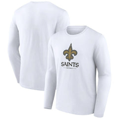 New Orleans Saints Logo Team Lockup Long Sleeve T-Shirt - White - NFL