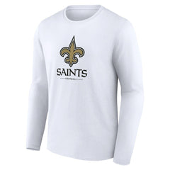 New Orleans Saints Logo Team Lockup Long Sleeve T-Shirt - White - NFL